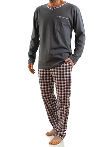 Sesto Senso Pijama Hombre Largo Algodon Inverno Clásico 2 Piezas Ropa De Dormir Conjunto Camisa Manga Larga Pantalones Largos XL Grafito