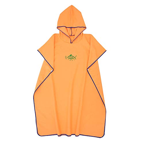 Poncho de baño, toalla de microfibra, poncho de secado rápido, poncho de surf, ultraligero, toalla de baño, poncho, piscina, playa, ayuda para la mudanza para mujer y hombre, 110 x 90 cm (naranja)