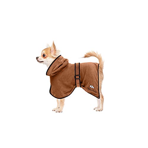 Bella & Balu Albornoz para Perro XS de Microfibra Absorbente – Toalla para Perros para Secado Tras el baño o el Paseo bajo la Lluvia (6 Tallas - 3 Colores)