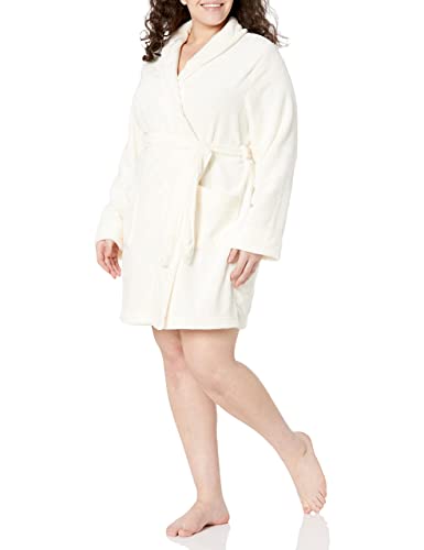 Amazon Essentials Bata de Largo Medio en Felpa (Disponible en Tallas Grandes) Mujer, Crema, 3XL Grande