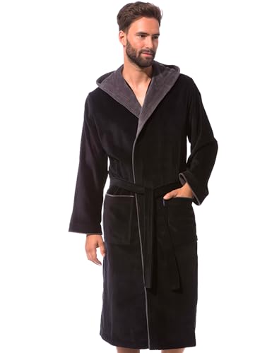 Morgenstern Albornoz Hombre con Capucha Algodon Talla Grande Talla XL, Negro