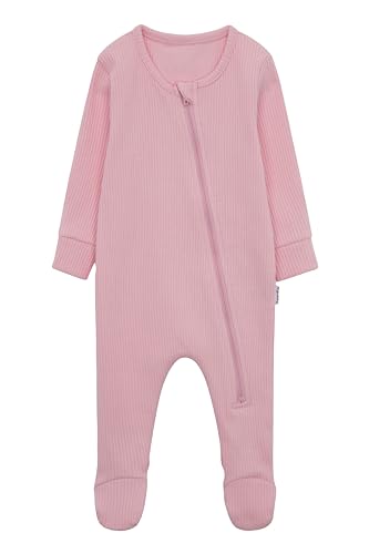 DreamBuy Pijamas con Cremallera para bebé de algodón Acanalado, con o sin pies. Ropa Unisex para recién Nacidos y bebés de 3 años.