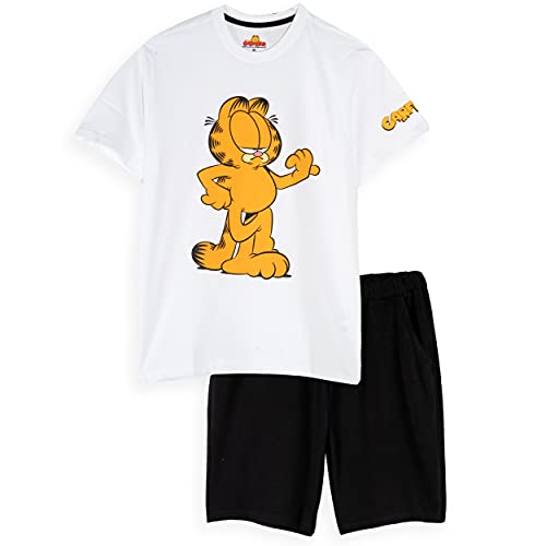 Garfield Ropa de dormir para hombre, adolescente, camiseta y pantalones cortos, pijamas, ropa de descanso, talla M y XXL