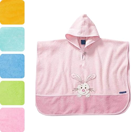 Morgenstern Poncho de baño Infantil I bebé I niña I niño I Rizo I Capucha I 100% algodón Rosa. 1-3 Años