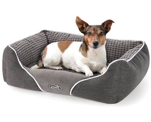 Pecute Cama Perros, Cesta Gatos, Cama para Mascotas con cojín, Disponible en Ambos Lados, Gris, M 63 * 53 * 21cm