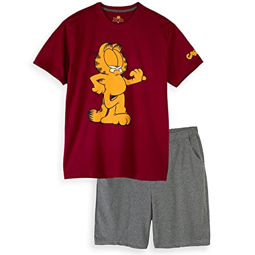 Garfield Ropa de dormir para hombre, adolescente, camiseta y pantalones cortos, pijamas, ropa de descanso, talla M y XXL