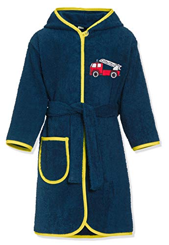 Playshoes Frottee-Bademantel Feuerwehr Albornoz para Niños, Azul (Marine 11), 122/128