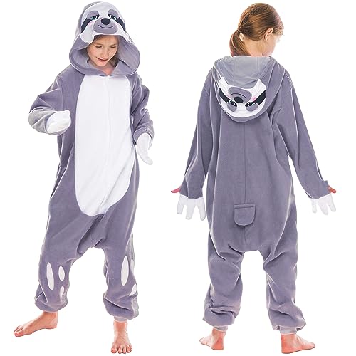 Spooktacular Creations Pijama unisex para niños, de una pieza, de peluche, disfraz de animal perezoso Medio (8-10 años)