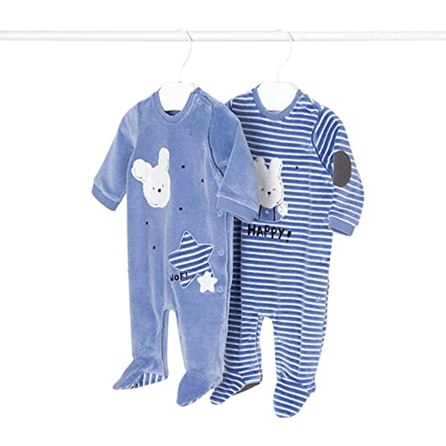 Mayoral Pijama Bebe Invierno – Pelele Bebe Niño – Ropa Regalo Bebe Recien Nacido – Pijama Terciopelo - Pack de Dos - Pijamas con pies- para Bebe niño de 0 Meses a 18 Meses – algodón sostenible