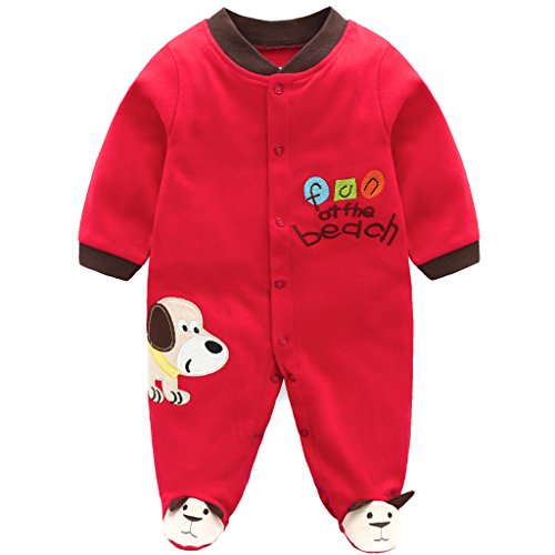 Pijama de bebé con perrito  Mameluco Niños Pelele Mono Manga Larga Trajes 6-9 Meses de algodón 100% suave y cómodo