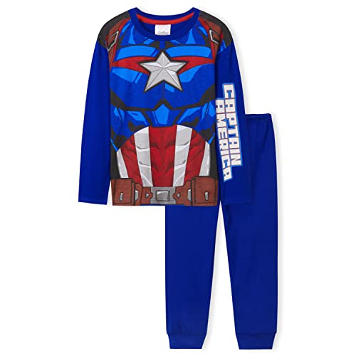 Marvel Pijama Niño, Pijamas Niños de Capitán América, Conjunto Pijama Niño de Manga Larga, Regalos para Niños y Adolescentes 18 Meses-14 Años (3/4 Años)