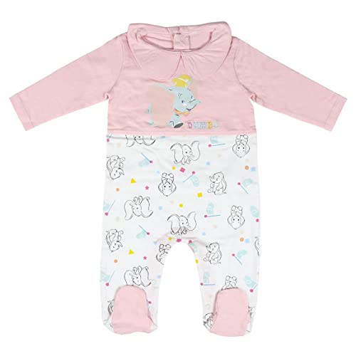 CERDÁ LIFE'S LITTLE MOMENTS Pelele Dumbo de Bebe Niña-100% algodón Juego de Pijama, Rosa, 3 Meses para Bebés