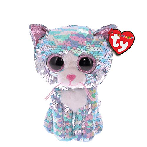 Ty – Flippables – Peluche de Lentejuelas Brillante Whimsy el Gato TY36674, Azul y Rosa, 15 cm