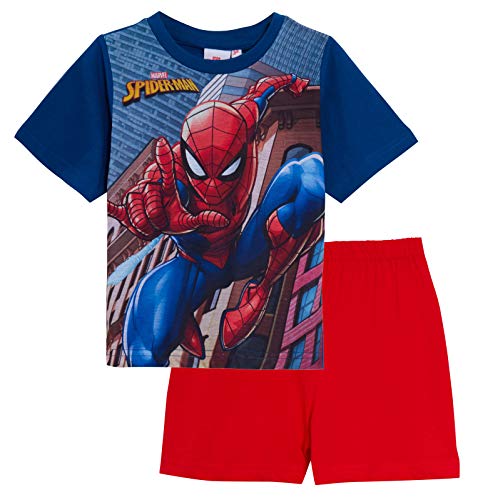 MARVEL Pijama corto de Spiderman para niños, diseño de los Vengadores, juego de pijama de superhéroe, ropa de noche de verano