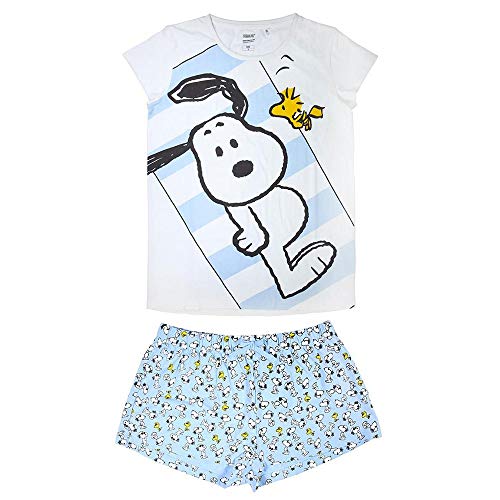 CERDÁ LIFE'S LITTLE MOMENTS Pijama Mujer Corto Snoopy de Color Blanco Juego, S Unisex Adulto